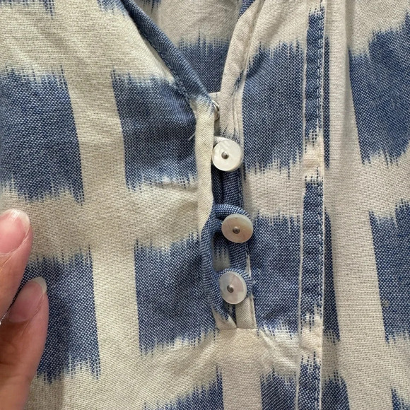 Veronica Beard Zee Ikat Ruffle Tiered Cotton Mini Dress Boho White Blue Sz 4 - Picture 11 of 15